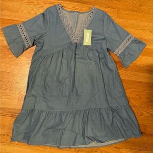NWT lite weight denim mini dress size L